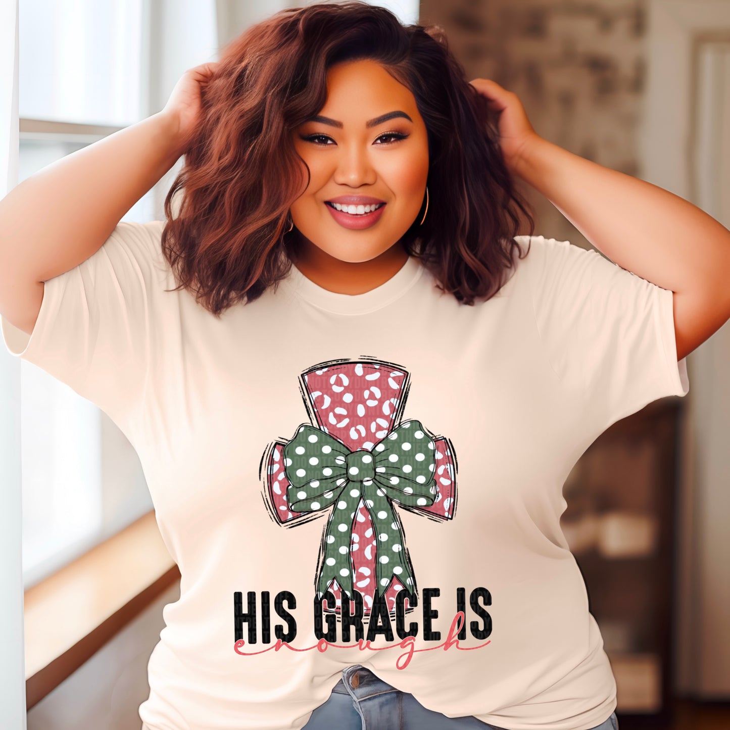 His grace is enough bow cross-DTF