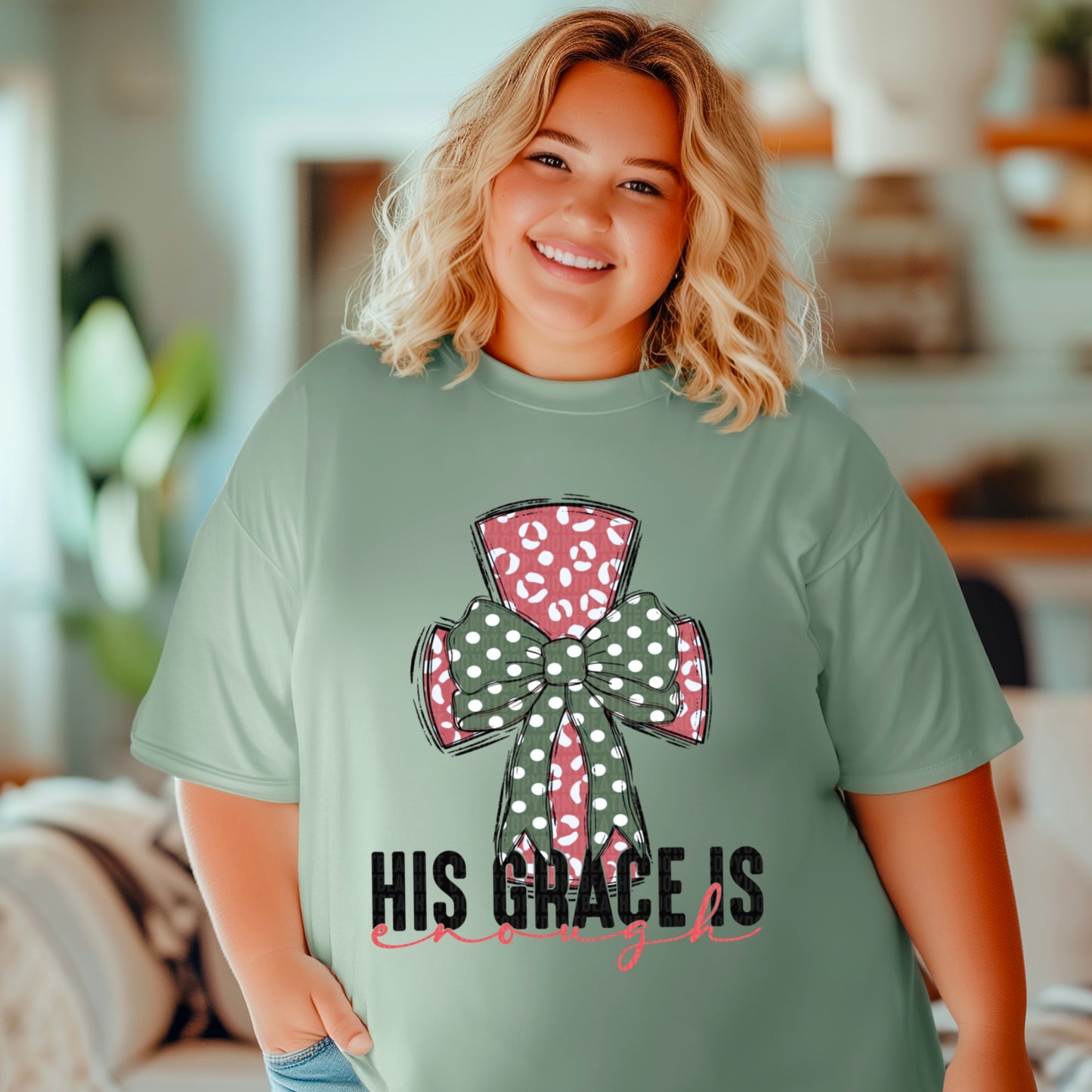His grace is enough bow cross-DTF