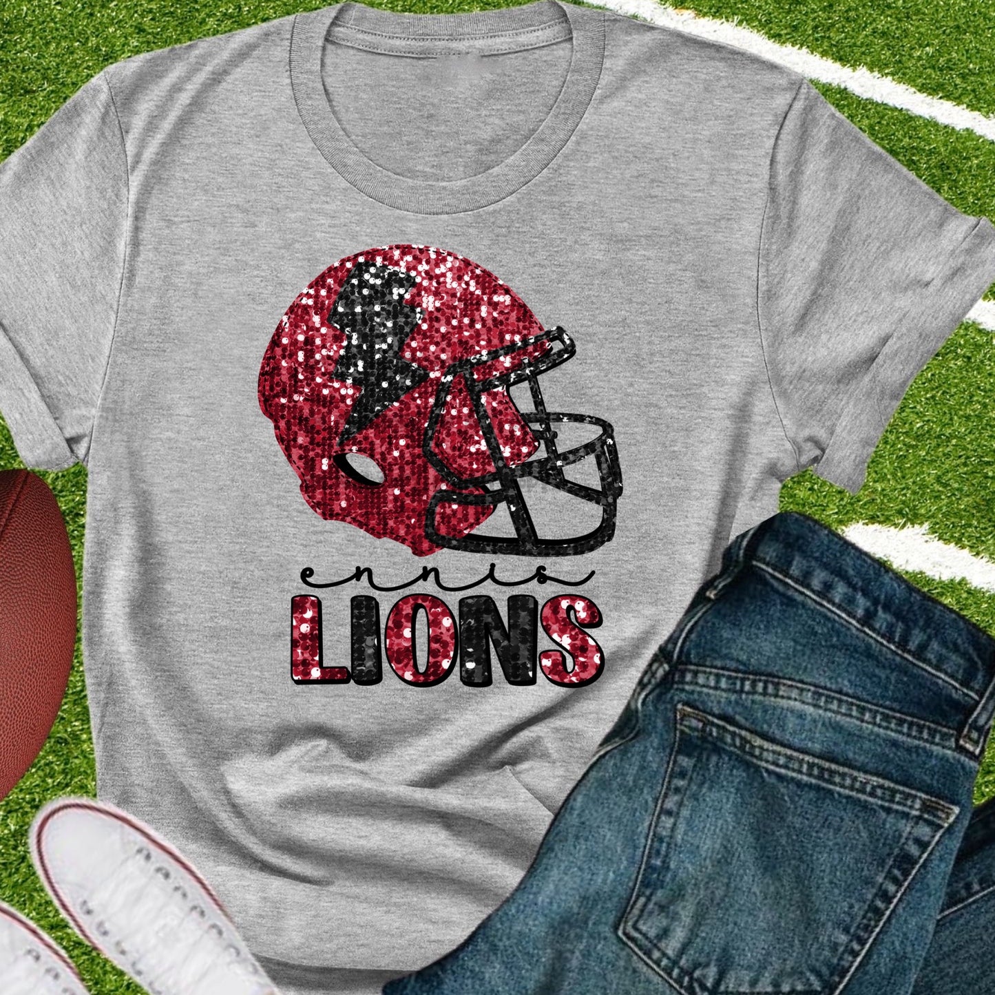 Ennis lions sequence football helmet-DTF