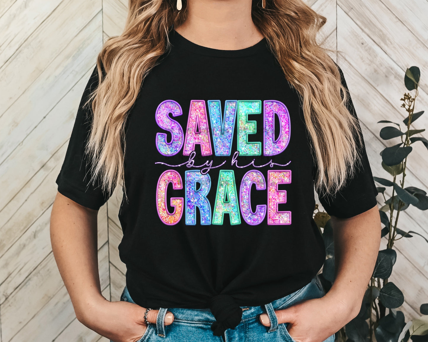 Saved by his Grace pastel faux embroidery -DTF