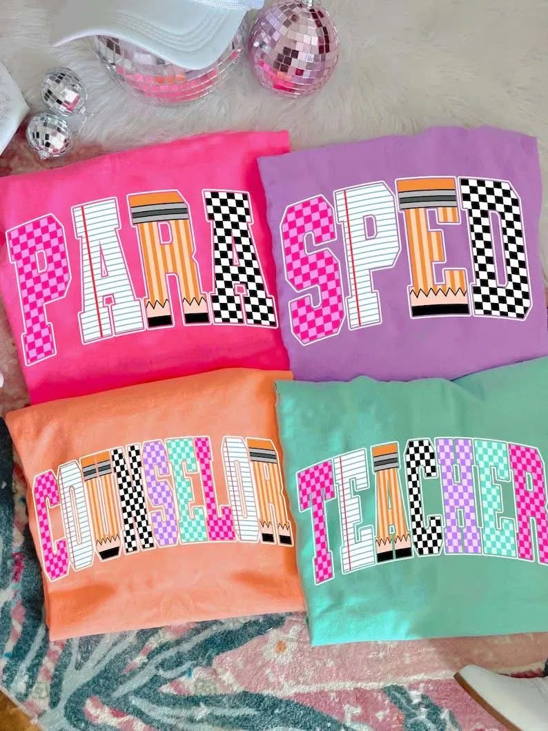 Retro School Titles-Para, SPED, Teacher, Counselor -DTF