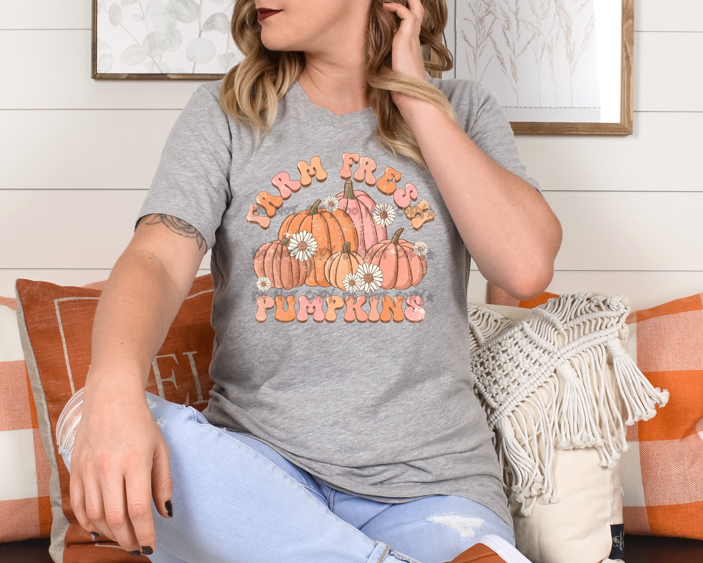 Farm fresh pumpkins with flower -DTF