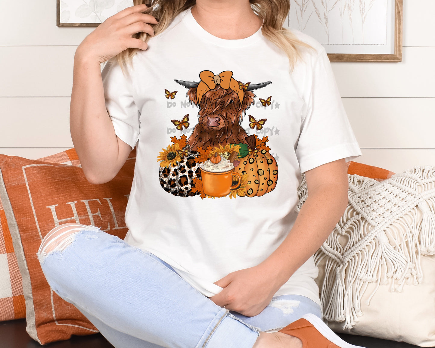 Fall cow with pumpkins -DTF