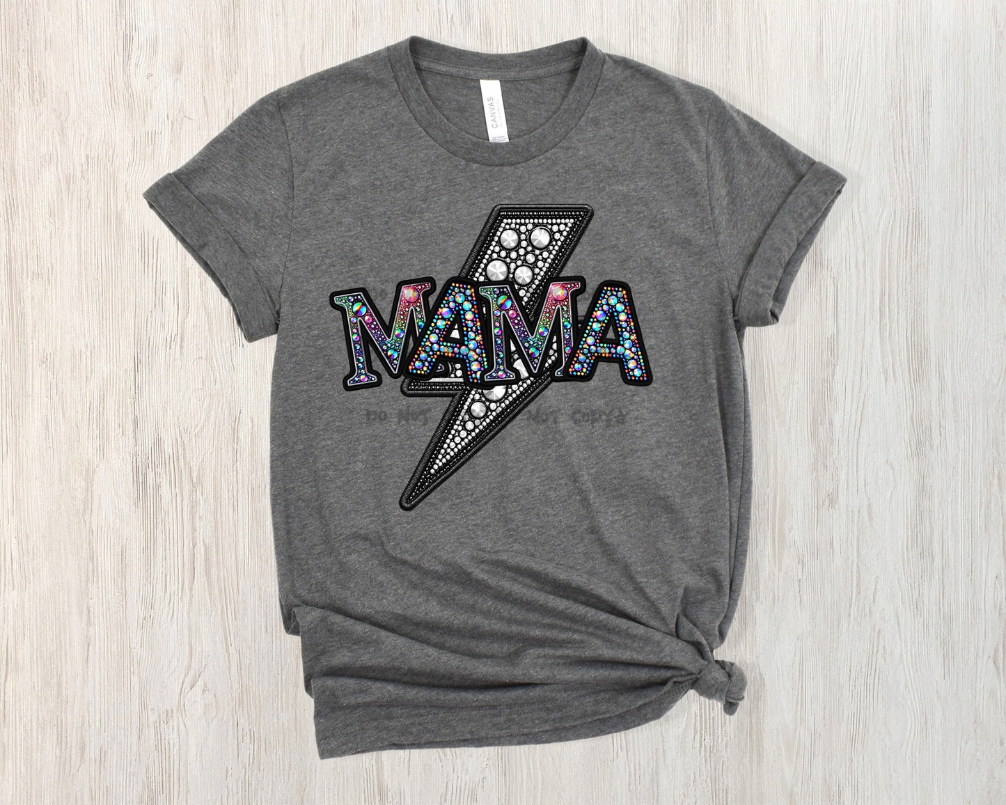 Mama faux rhinestone with bolt -DTF