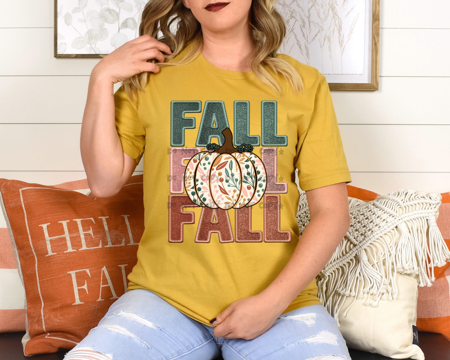 Fall fall fall floral pumpkin -DTF
