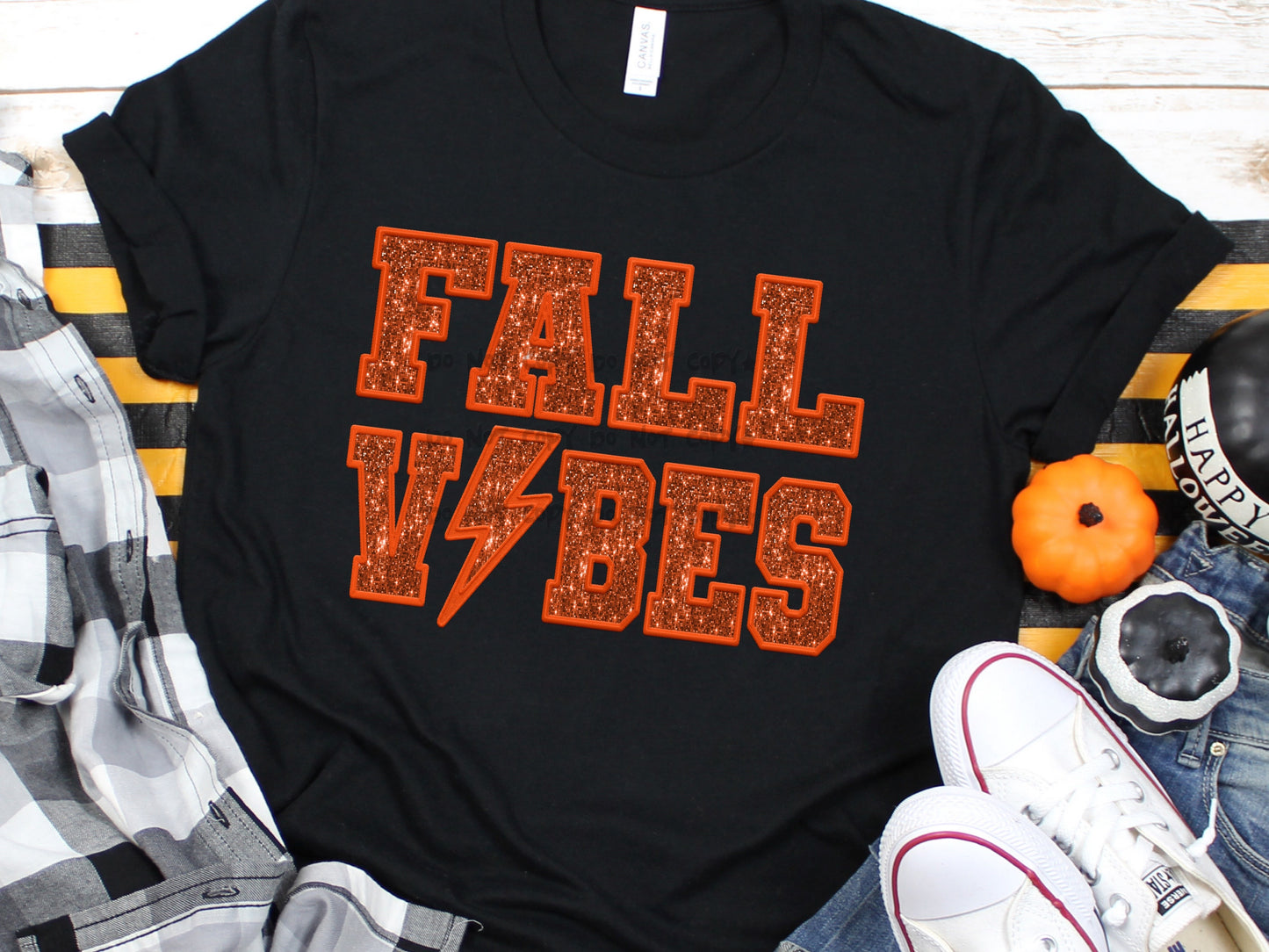 Fall vibes sequin with bolt-DTF