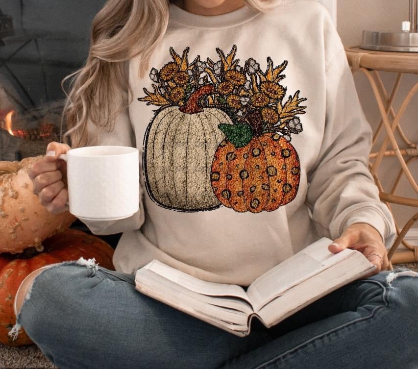Sequin pumpkins and sunflowers- DTF