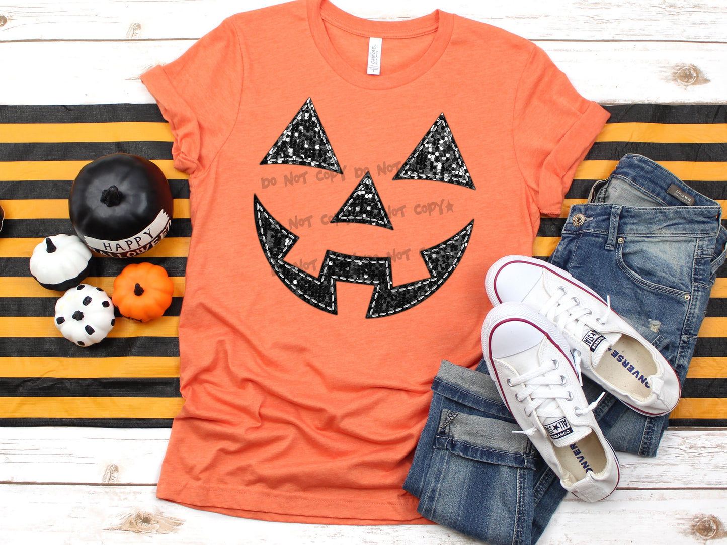 Pumpkin face sequin- DTF