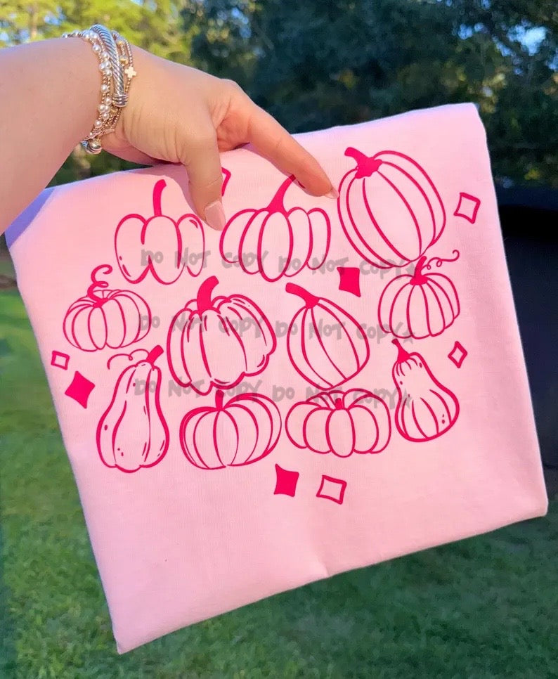 Pink outline pumpkins-DTF&UV