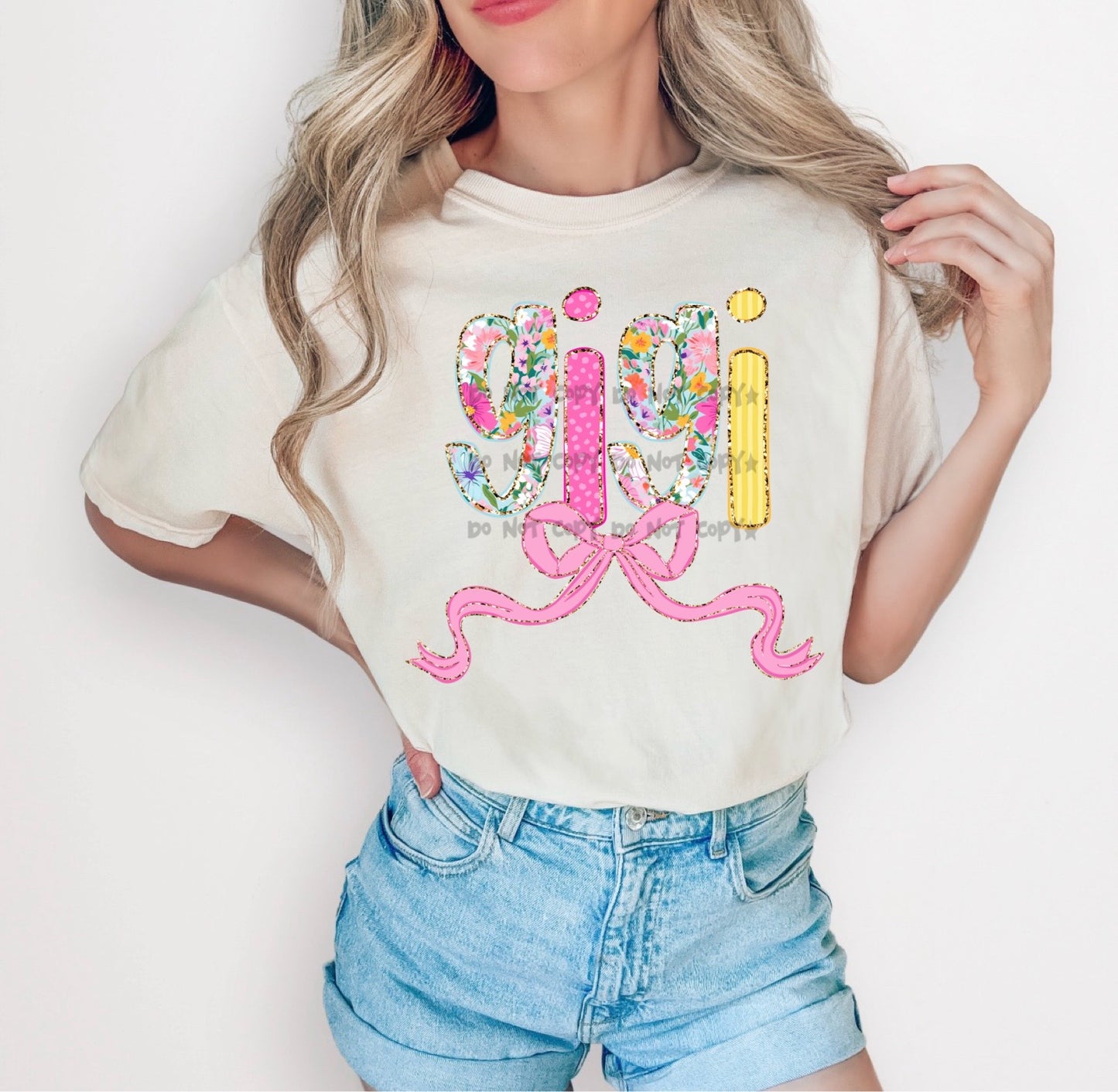 Floral Gigi bow below- DTF&UV