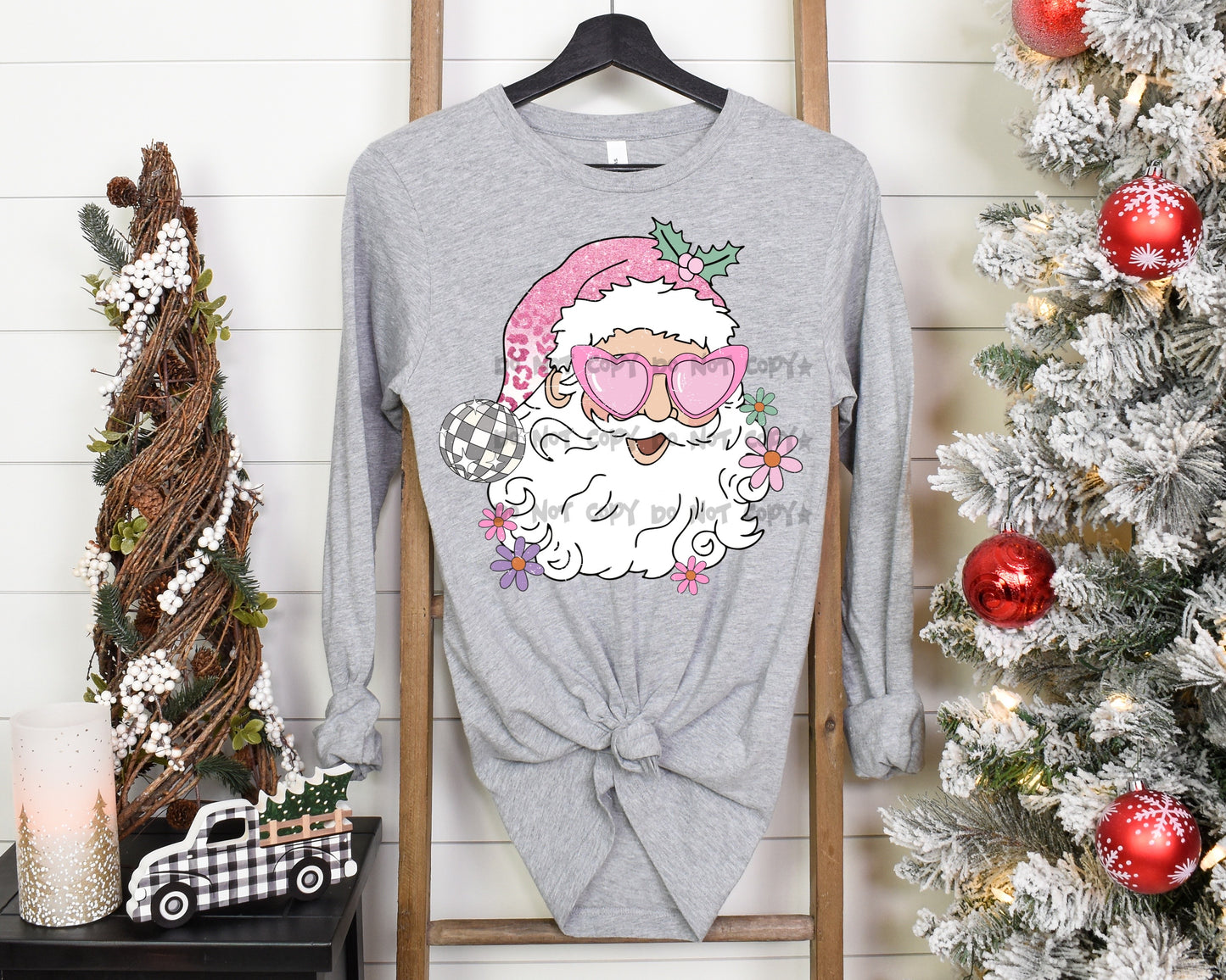 Retro pink santa -DTF