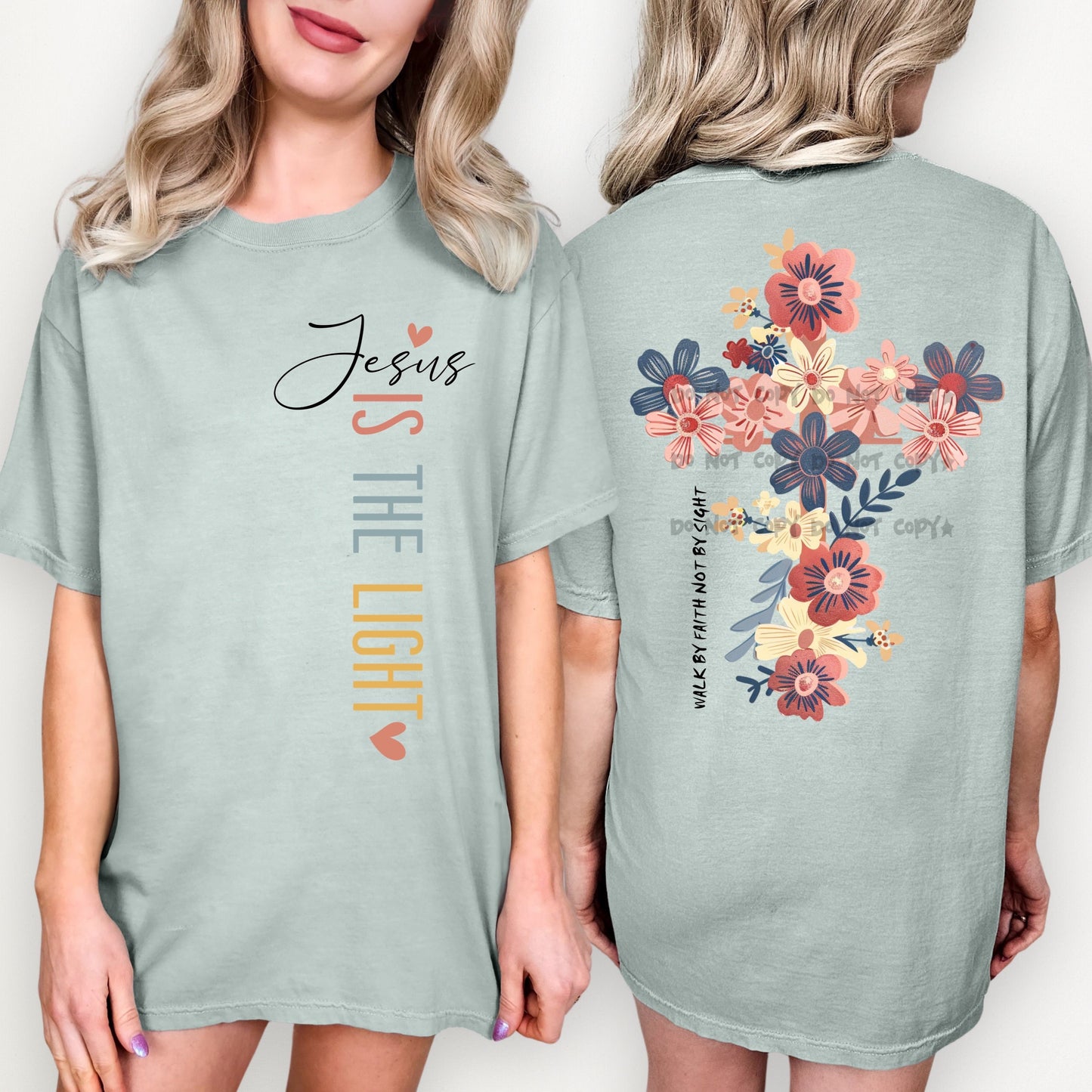 Walk by faith not by sight floral cross (BACK)-DTF