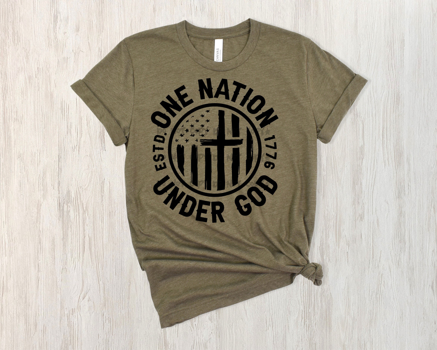 One Nation under God Black-DTF