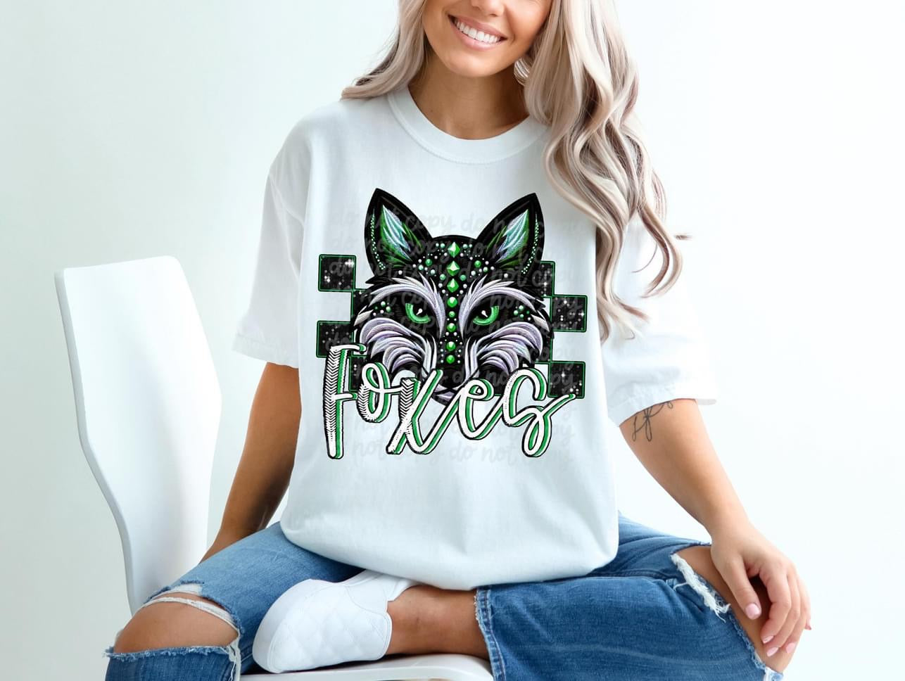 Foxes rhinestone mascot-DTF