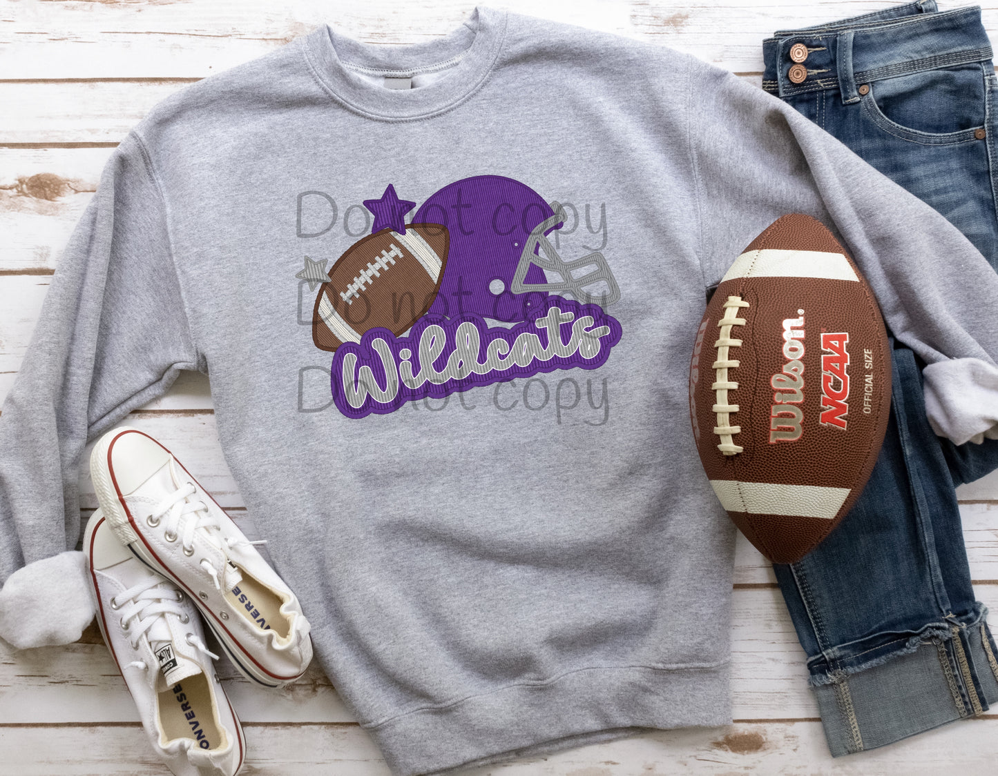Wildcats football purple faux stitched-DTF