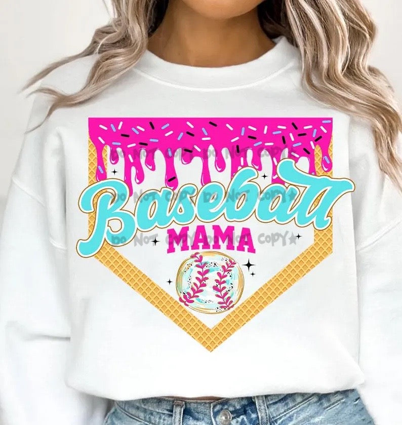 Baseball mama drip plate- DTF