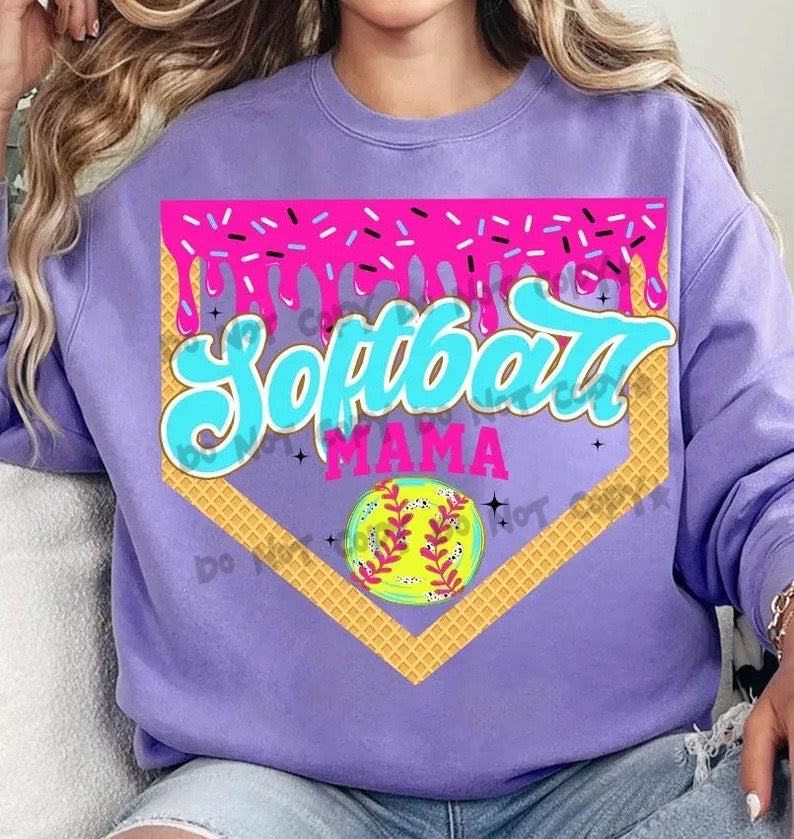 Softball mama drip plate- DTF
