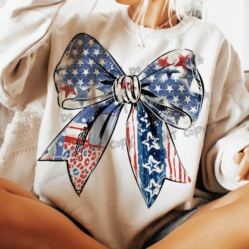Patriotic stars Bow- DTF