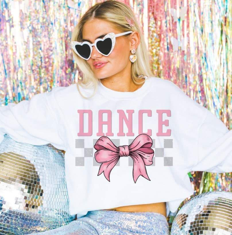 Dance Coquette Bow Gray Checkered- DTF