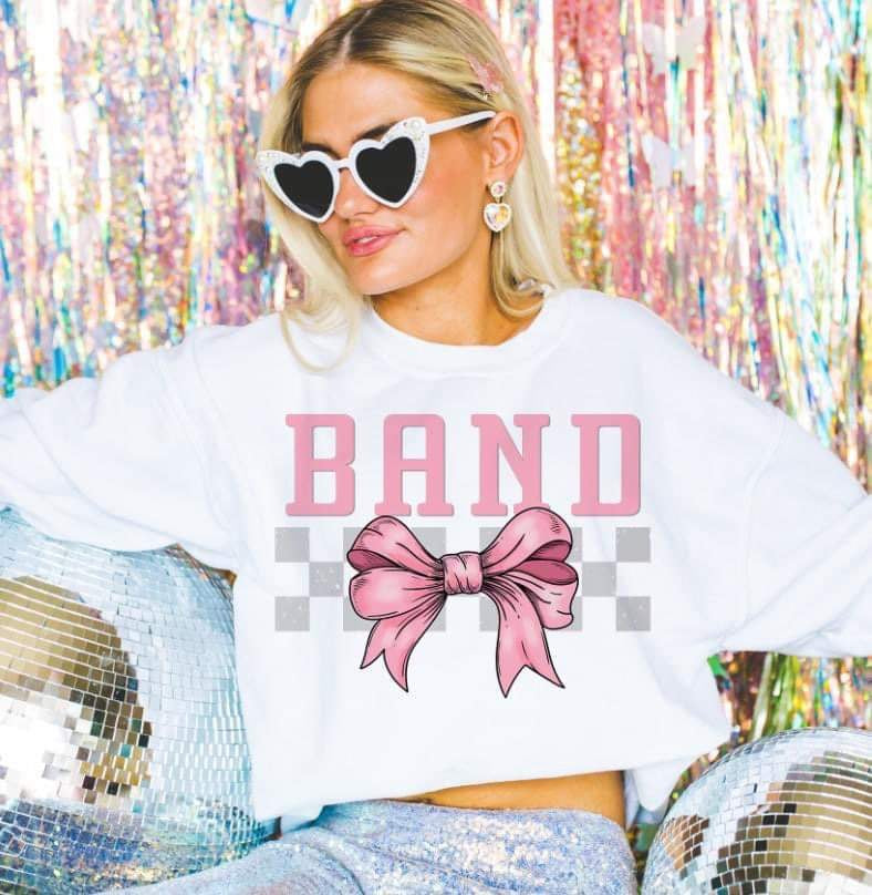 Band Coquette Bow Gray Checkered- DTF