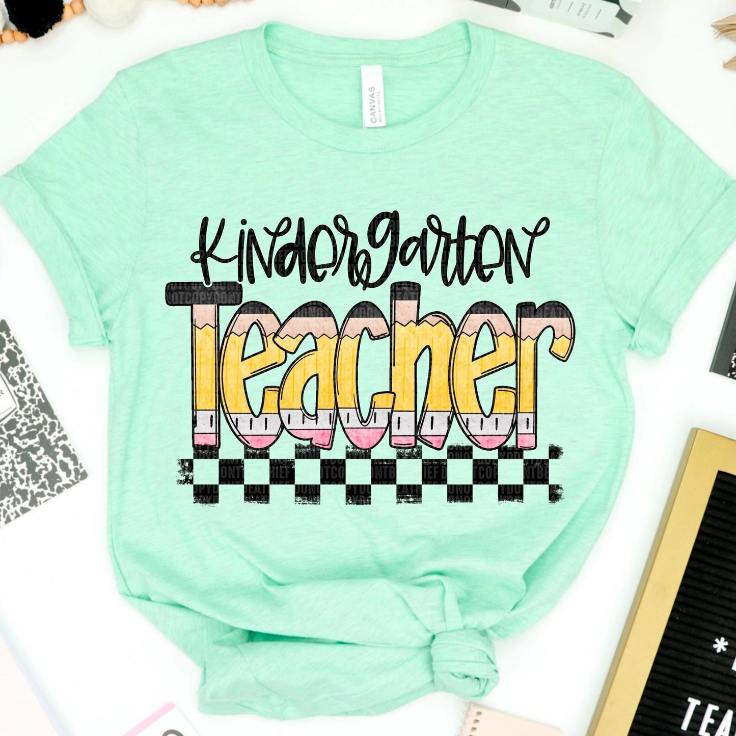 Teaching Titles Pencil Checkered (DROPDOWN) - DTF