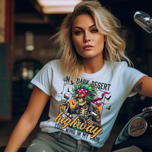 On A Dark Desert Highway Blk - DTF