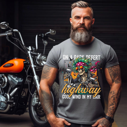 On A Dark Desert Highway Wht - DTF