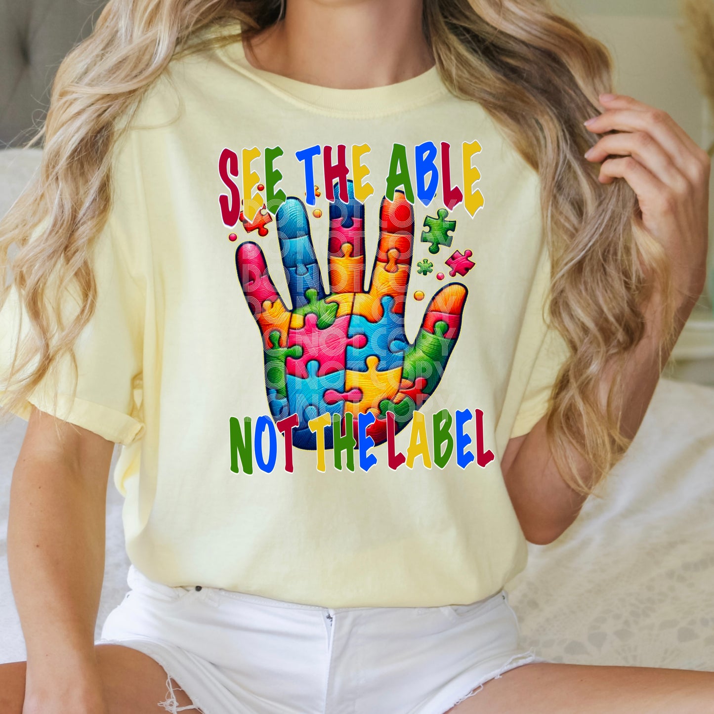 See the able not the label puzzle piece hand - DTF