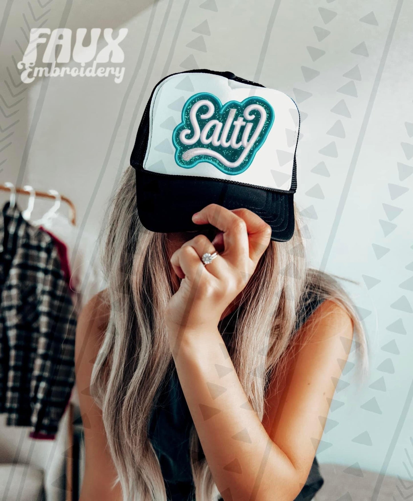 Salty Teal Faux Hat Patch - DTF