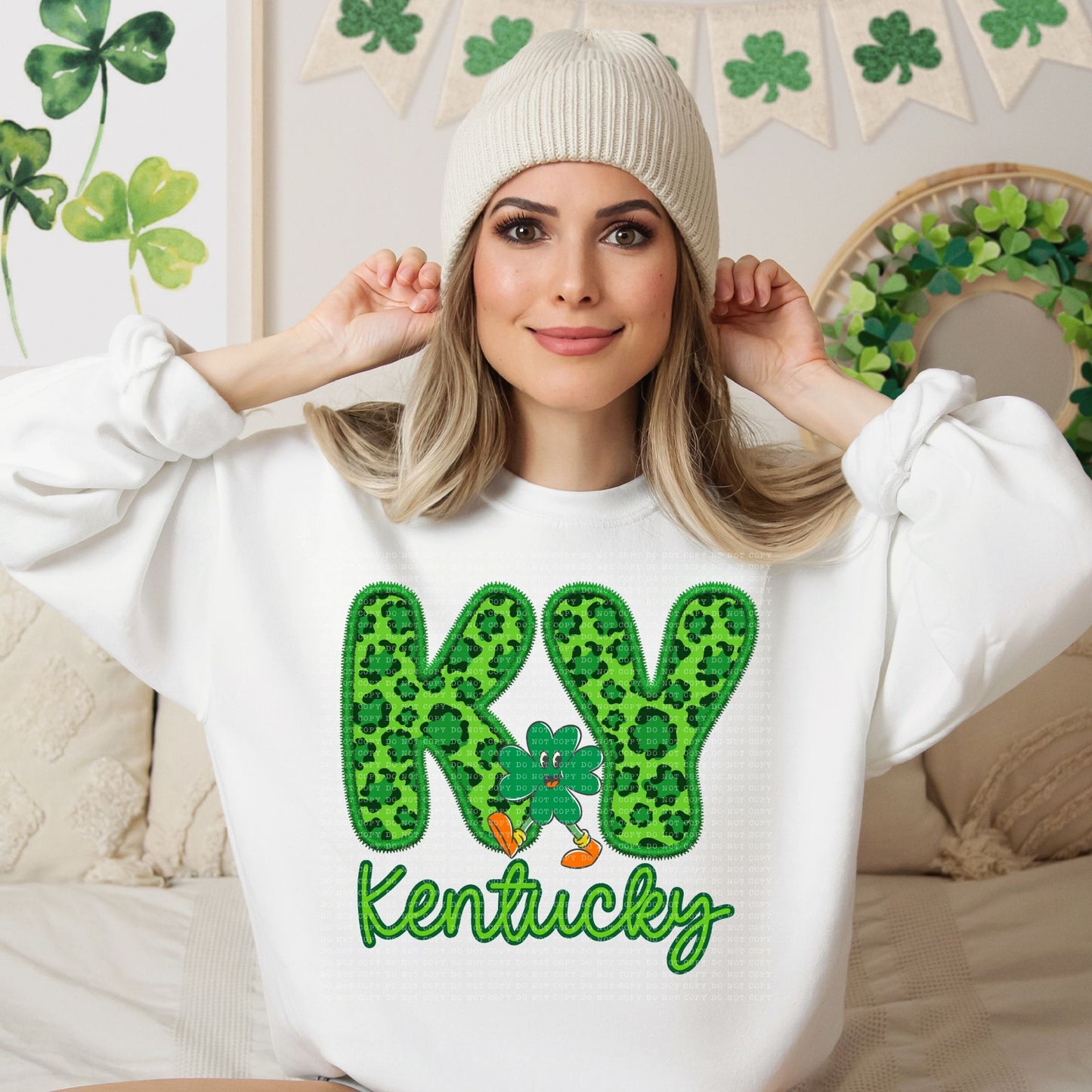 Shamrock Leopard Faux Embroidery States (ALL STATES)-DTF