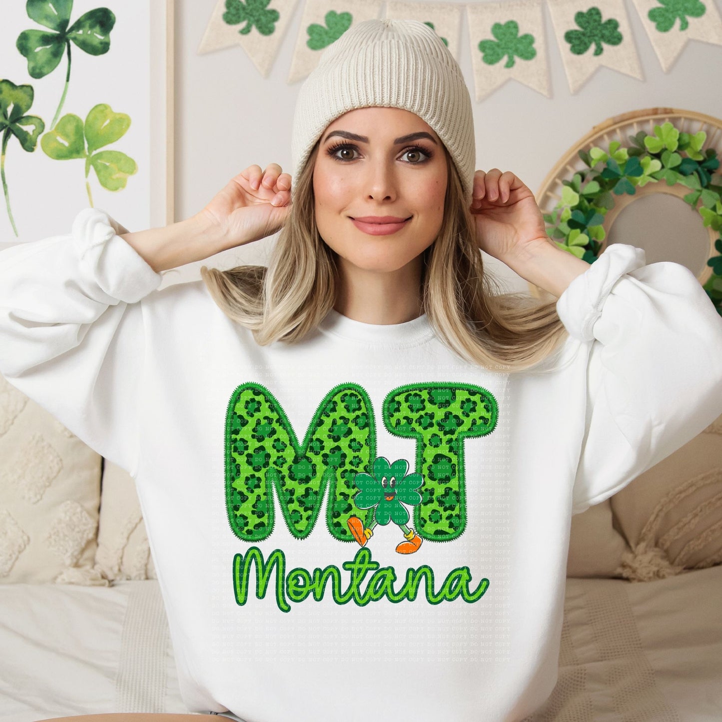 Shamrock Leopard Faux Embroidery States (ALL STATES)-DTF