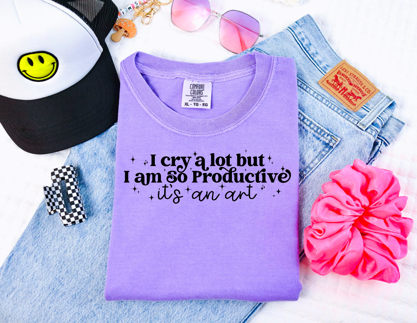 I cry a lot cursive blk - DTF