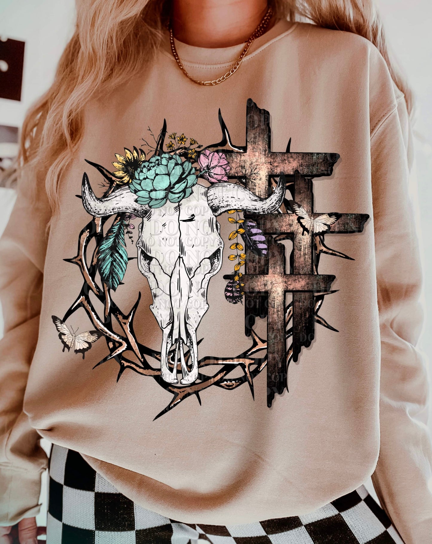 Skull With Wooden Crosses - DTF