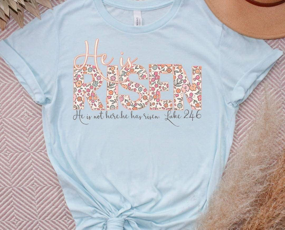He Is Risen Floral word art- DTF