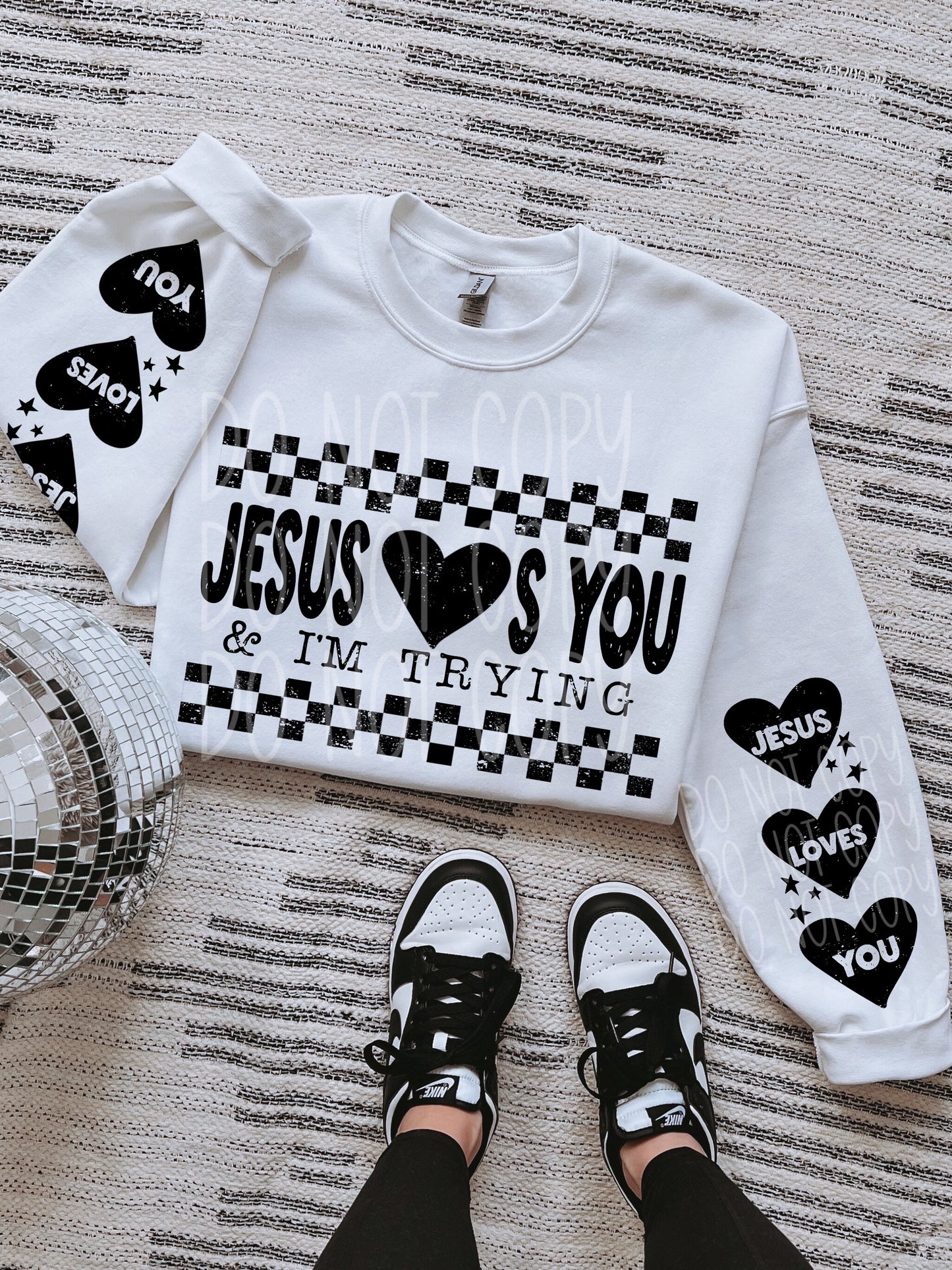 Jesus Loves you checkered FRONT-DTF