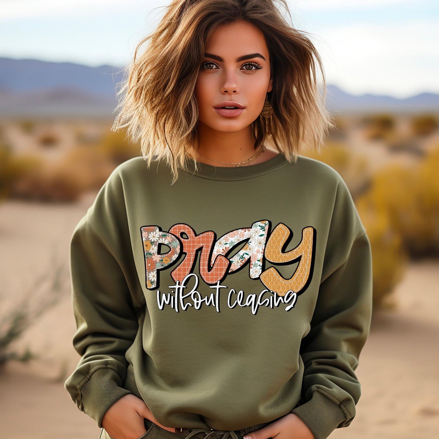 Pray Without Ceasing Faux Stitch - DTF