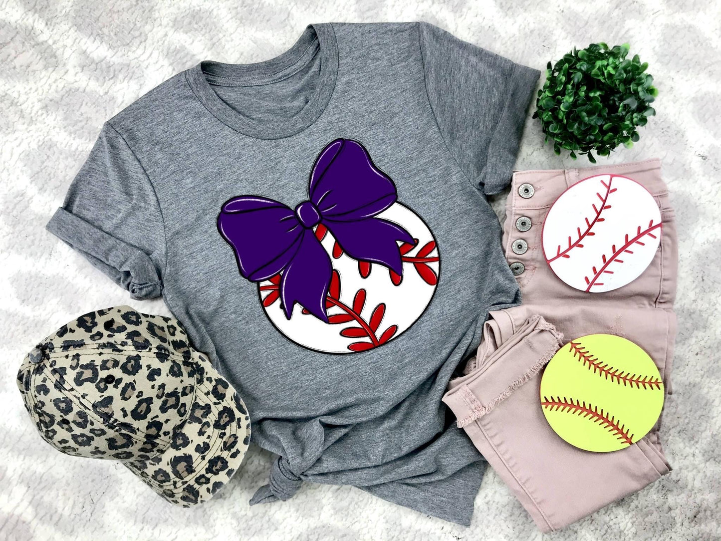 Baseball Purple Bow - DTF