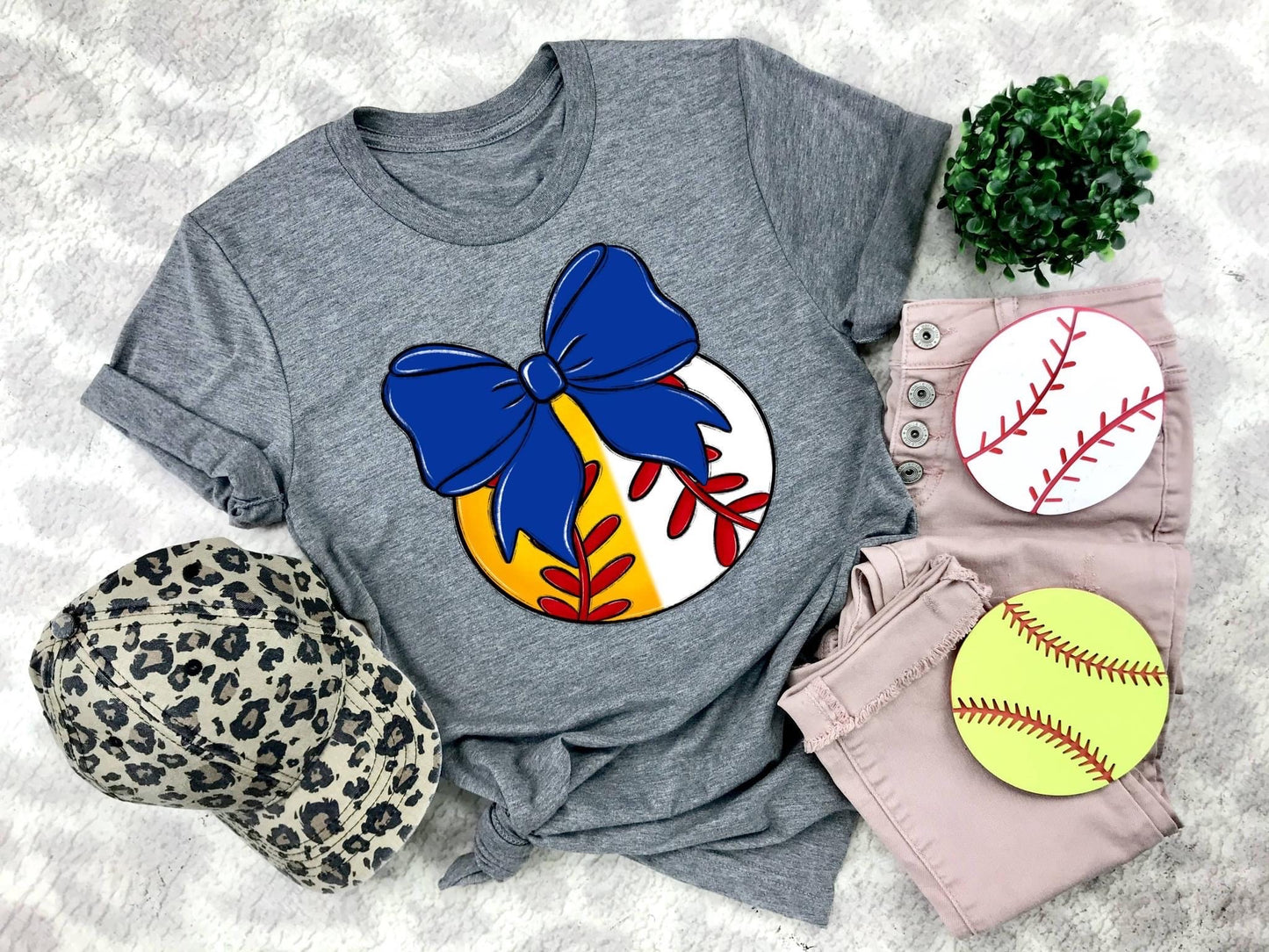 Softball/Baseball Blue Bow - DTF
