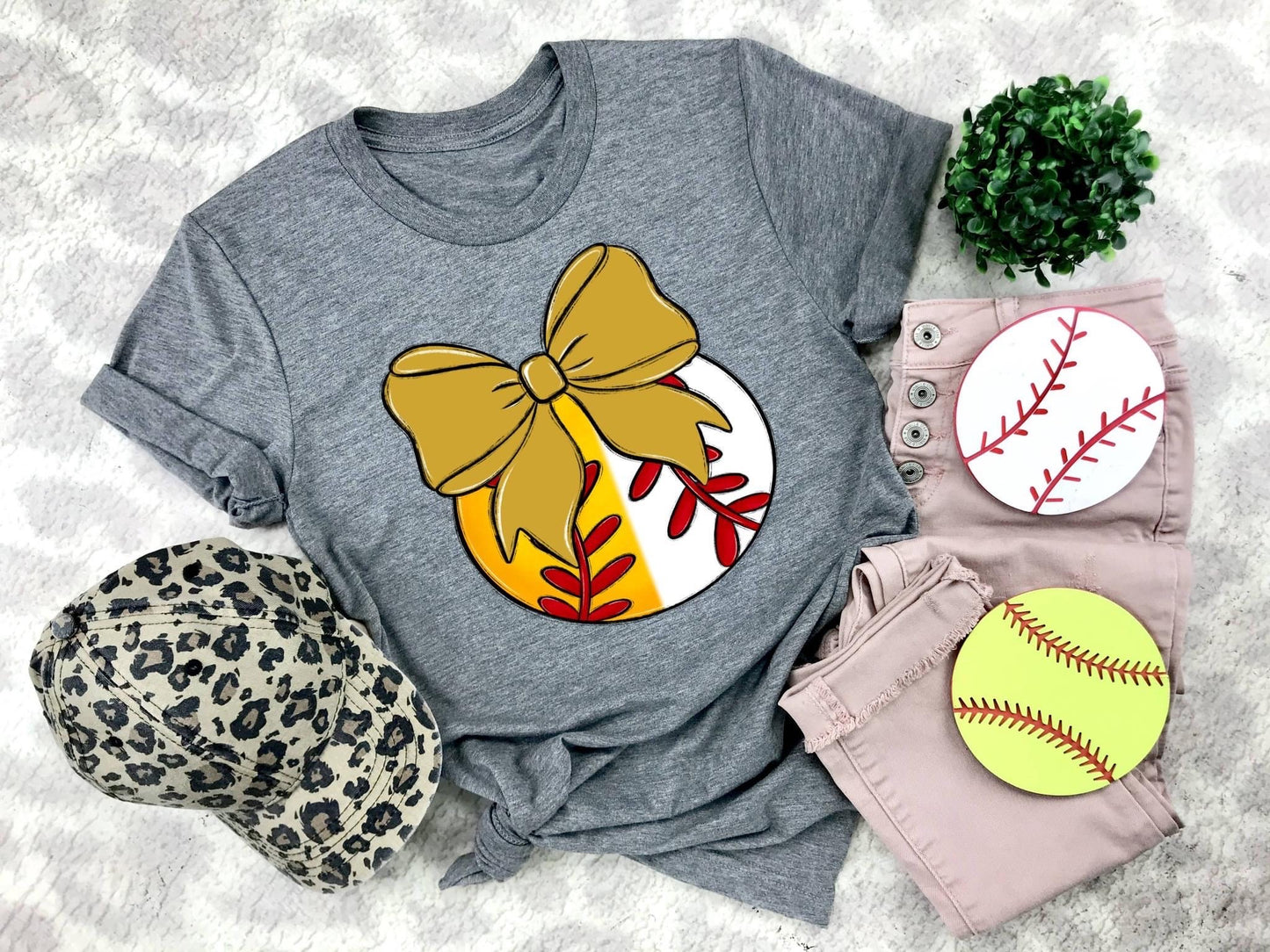 Softball/Baseball Gold Bow - DTF
