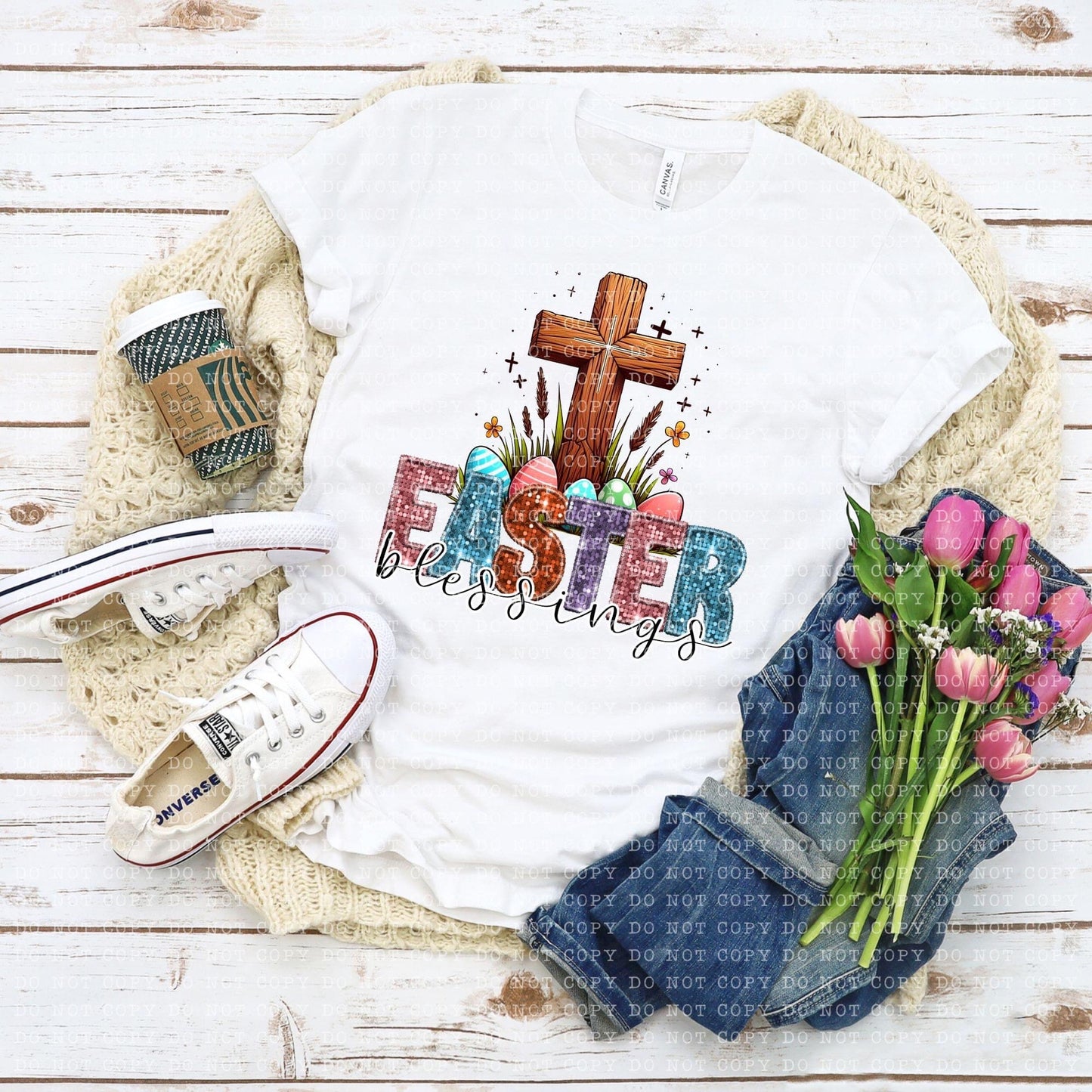Easter Blessings Faux Embroidery Sequin - DTF