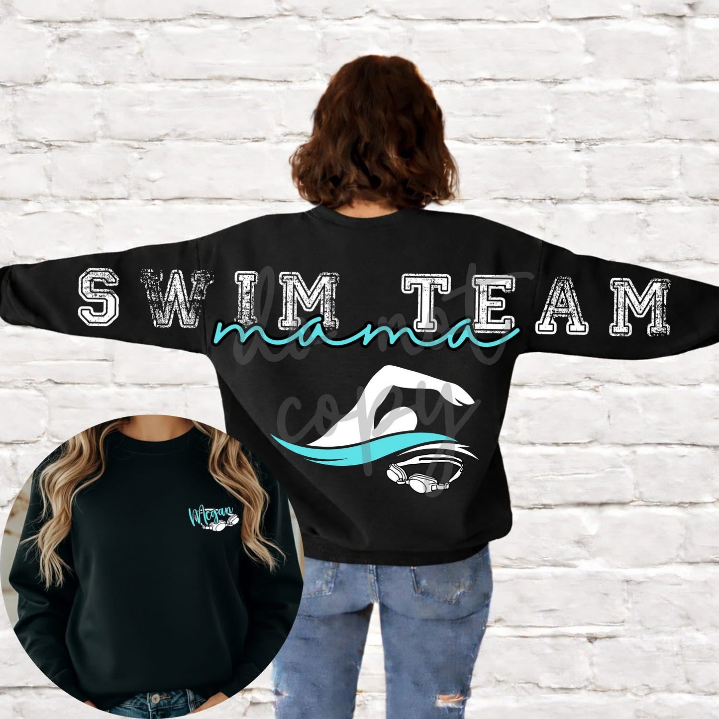 Swim Team Mama Pocket Included- (All add ons in One listing) Customized-DTF