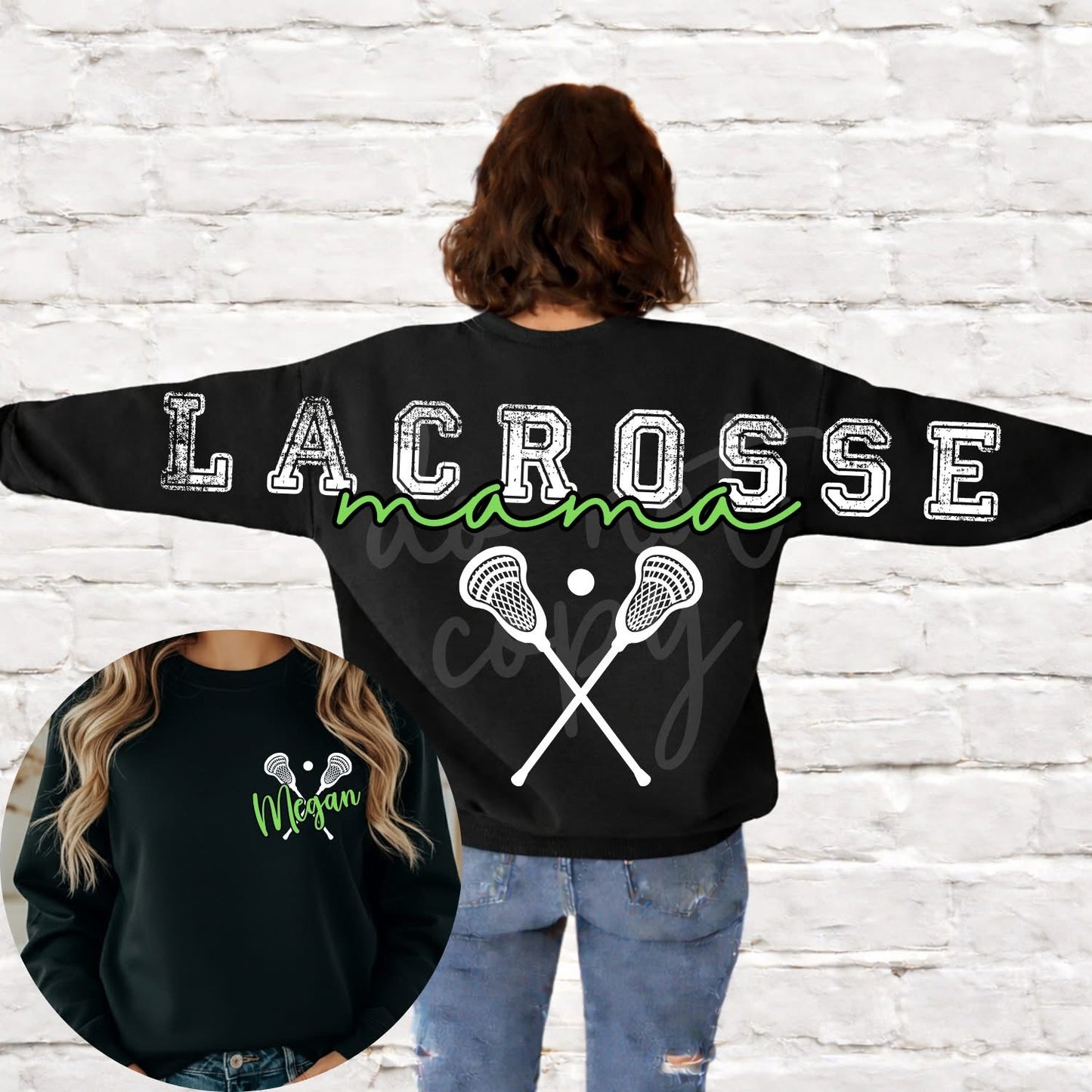 Lacrosse Team Mama Pocket Included- (All add ons in One listing) Customized-DTF