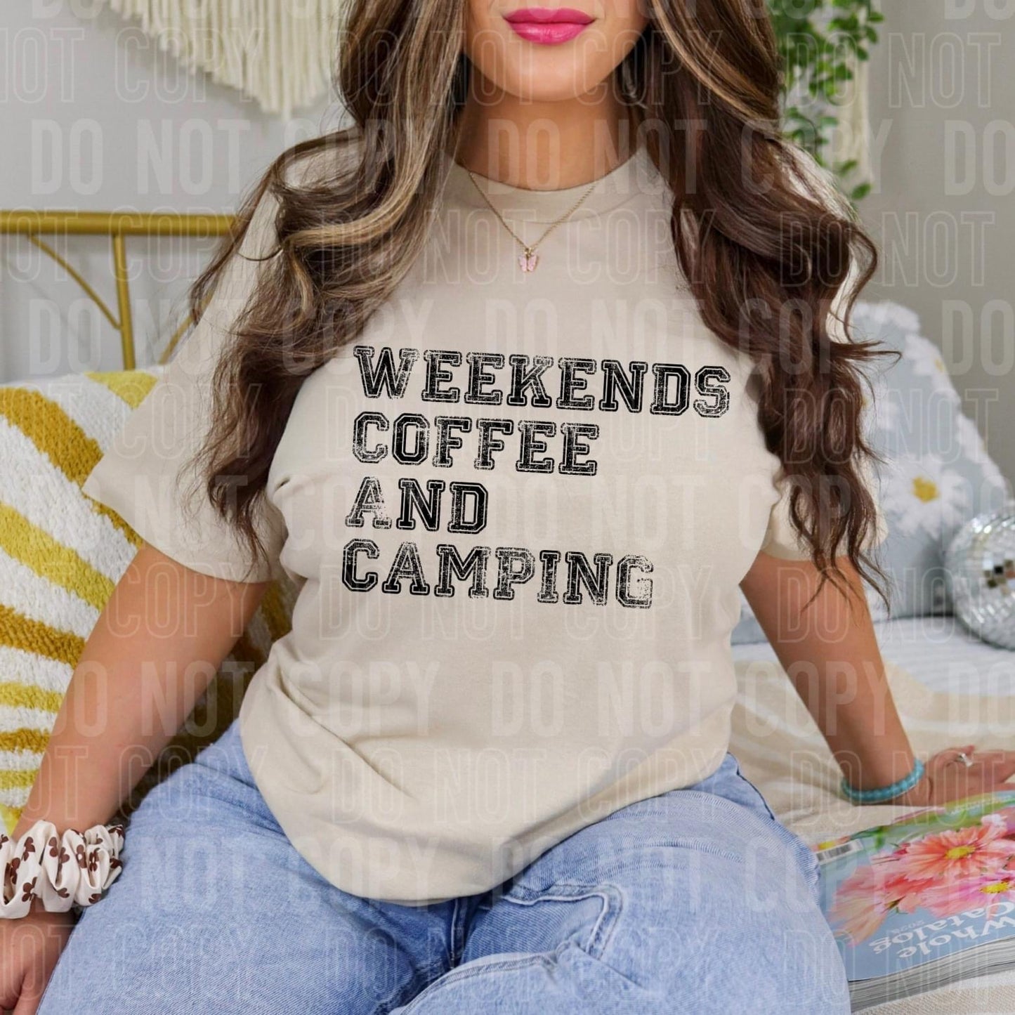 Weekends Coffee And Camping Blk -DTF