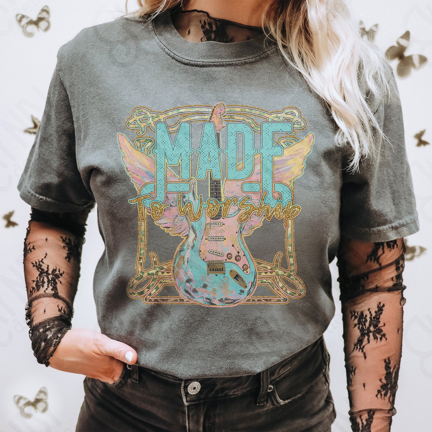 Made to worship guitar wings-DTF