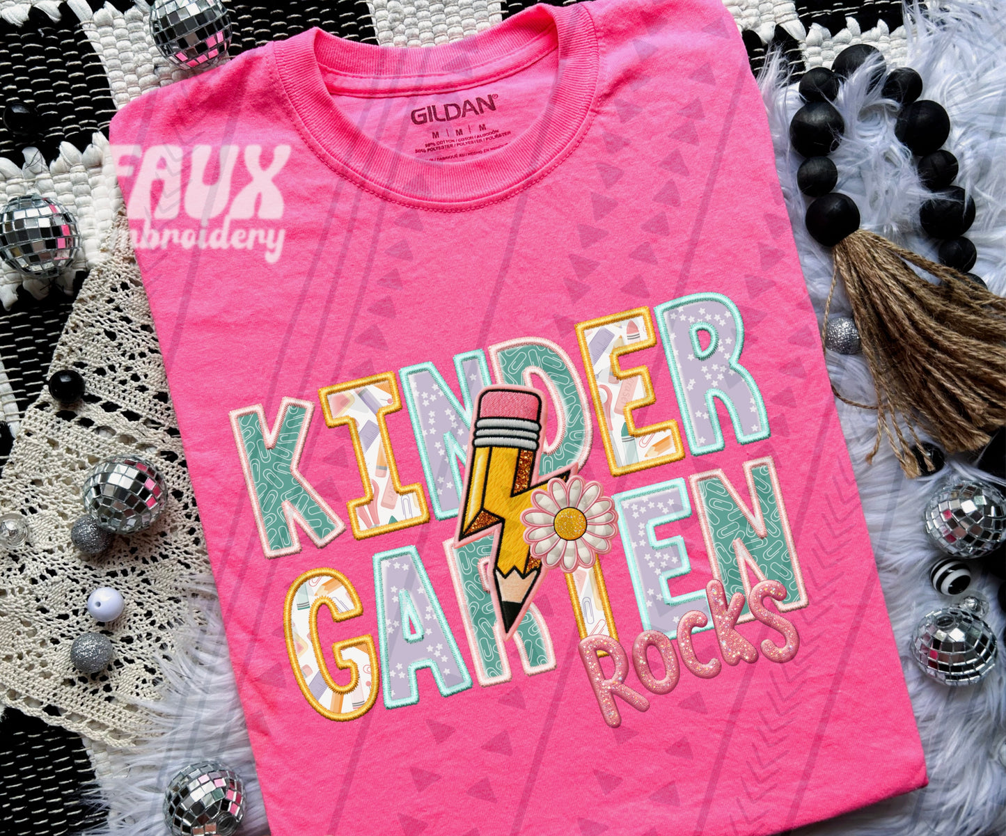 Kindergarten Grade Rocks (pink)-Dtf