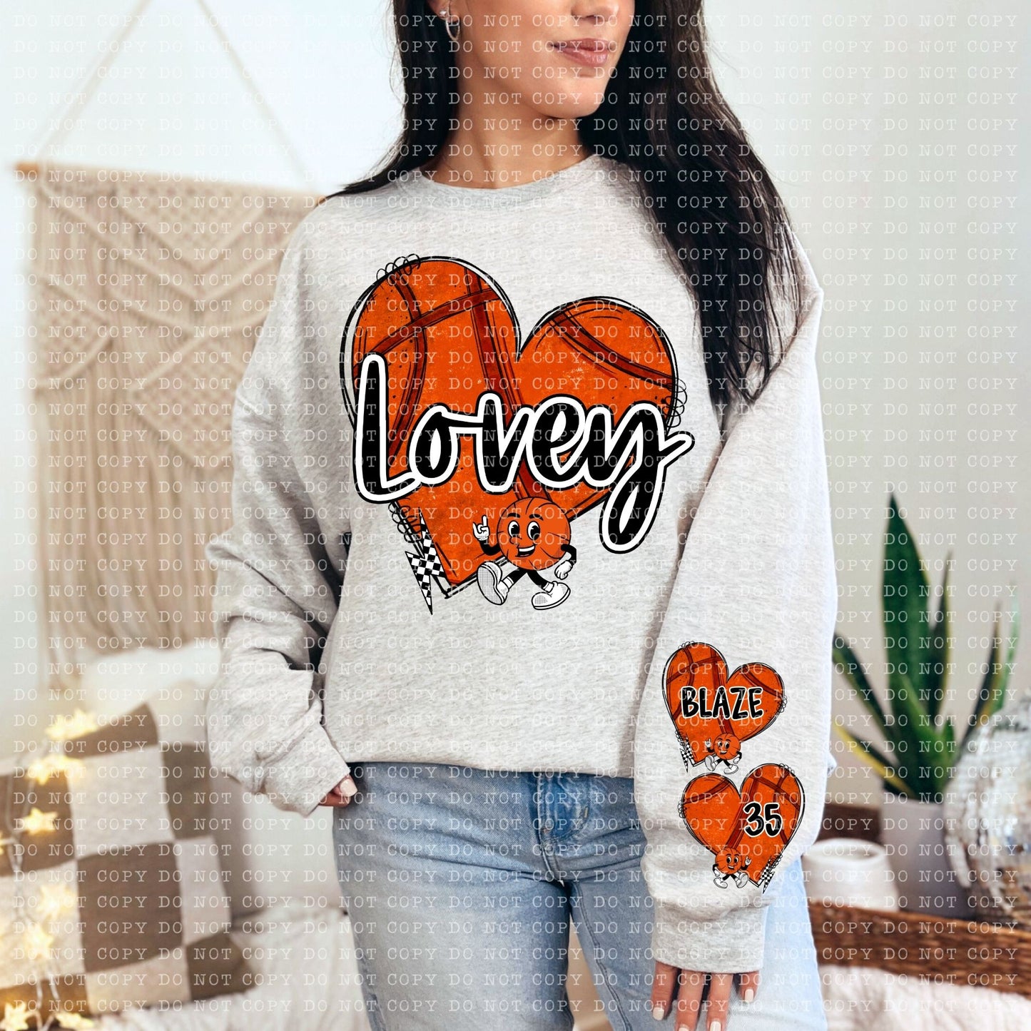 Basketball Heart Name(FRONT ONLY- SLEEVE SOLD SEP. DROPDOWN)-DTF