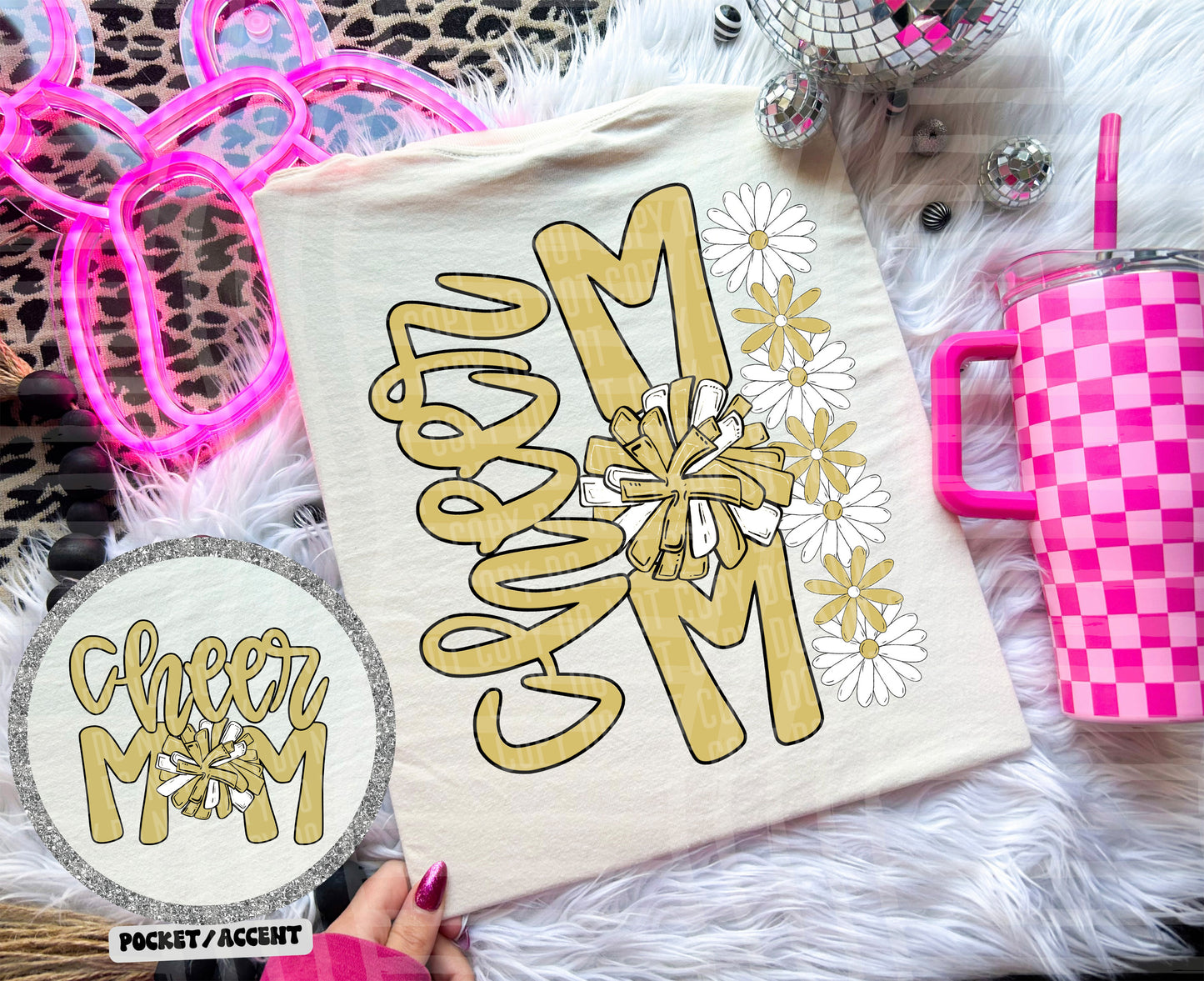 Cheer Mom (Includes front and back-COLORS IN DROPDOWN)- DTF&UV