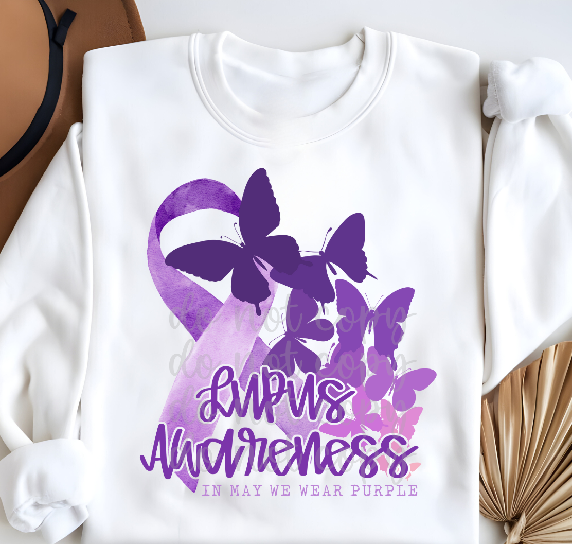 Lupus Awareness purple butterflies-DTF&UV