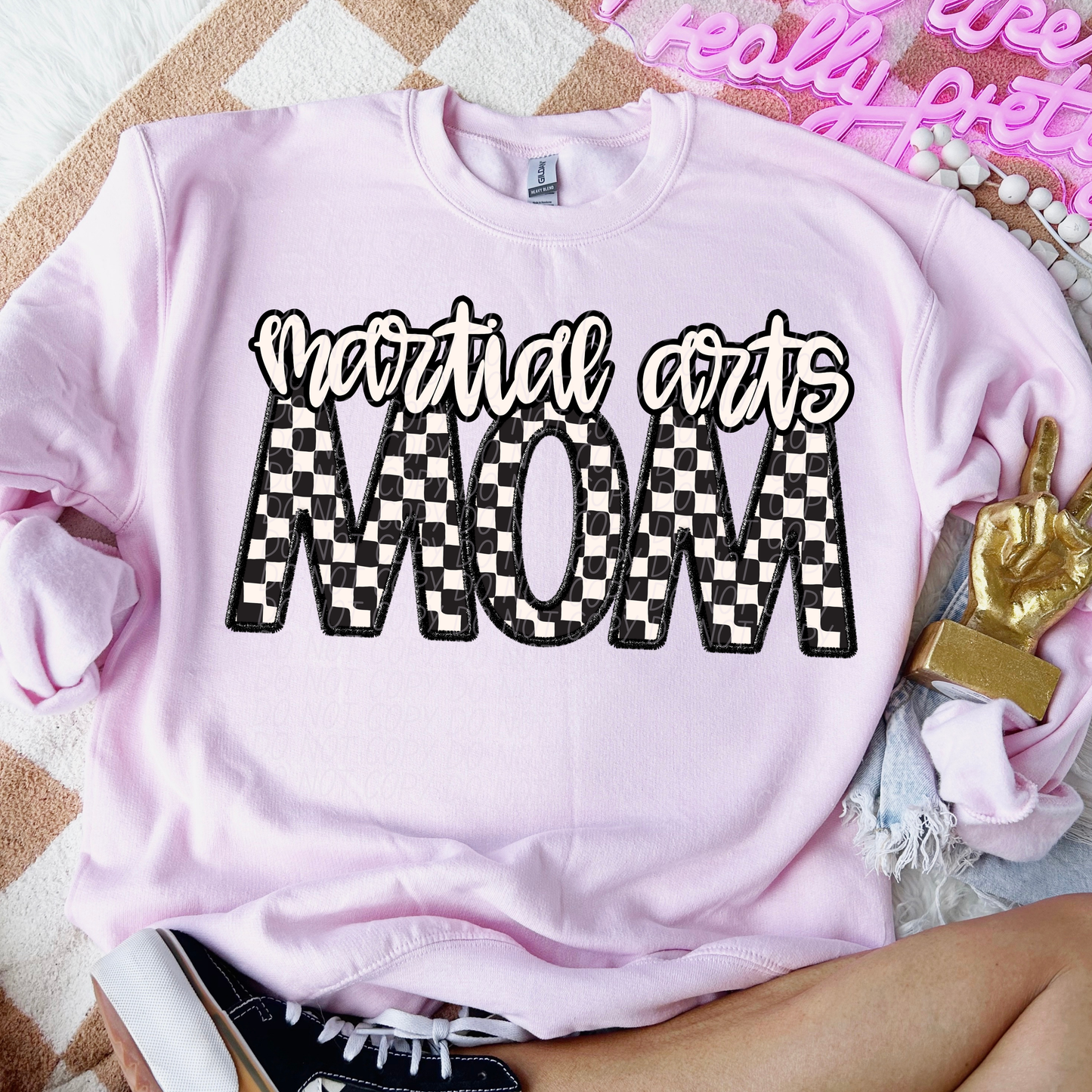 Checkered Sports Mom (dropdown)- DTF&UV