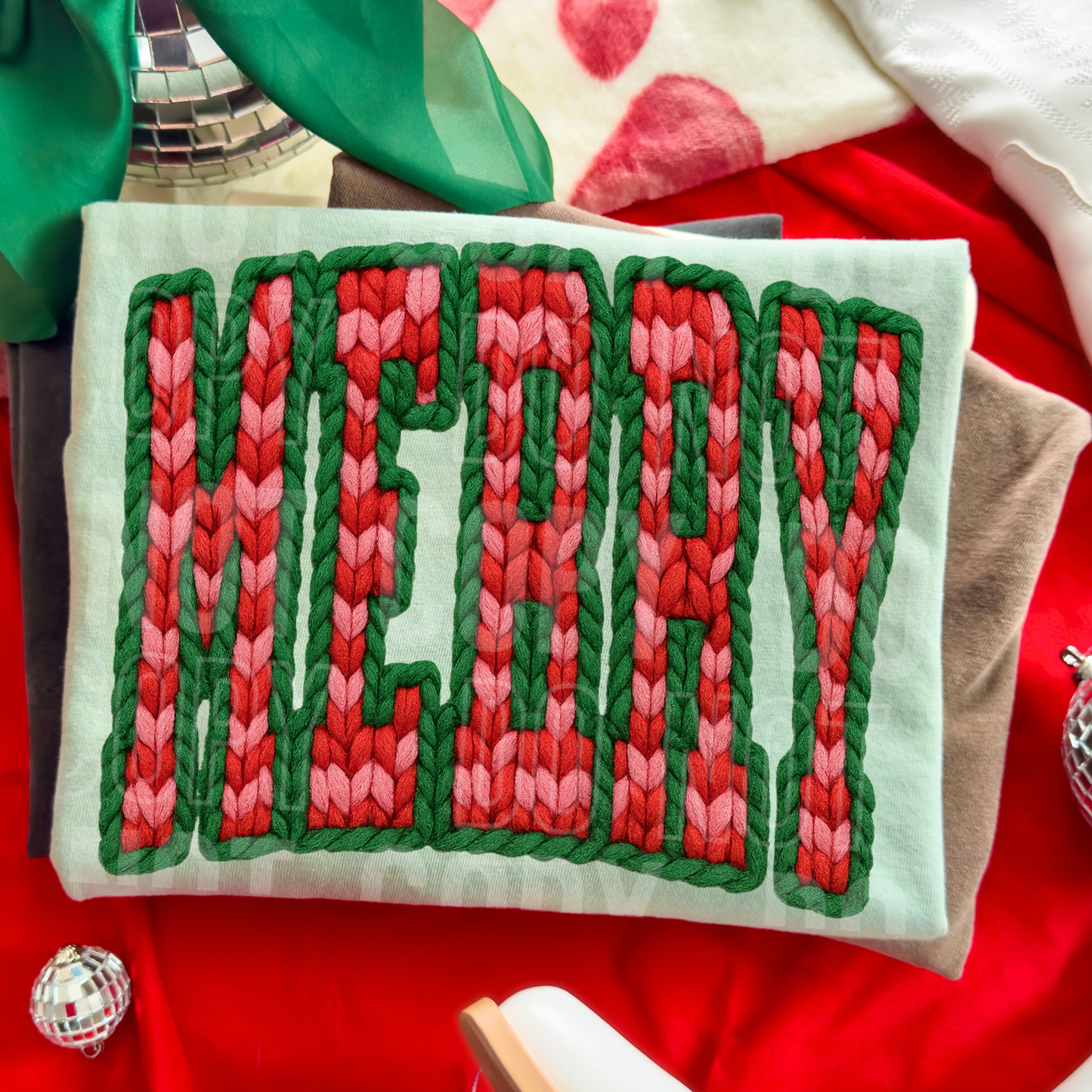 Merry Checkered Faux Yarn- DTF&UV